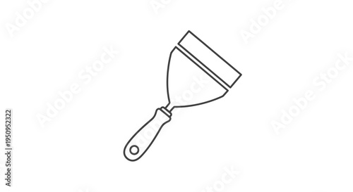 Simple Line Drawing of a Putty Knife or Scraper Tool