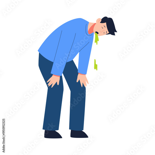 Hypertension Symptoms Man Character Flat Illustration 