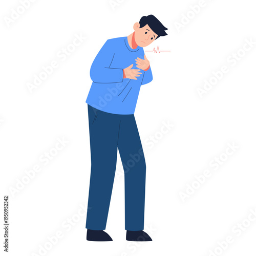 Hypertension Symptoms Man Character Flat Illustration 