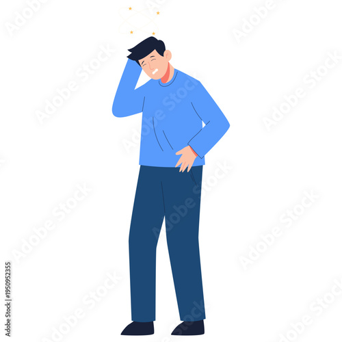 Hypertension Symptoms Man Character Flat Illustration 