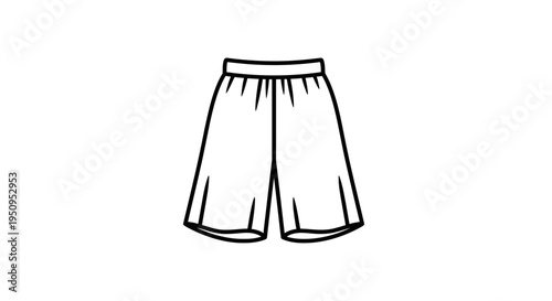 Simple Line Art Icon of Athletic Shorts, Vector Illustration
