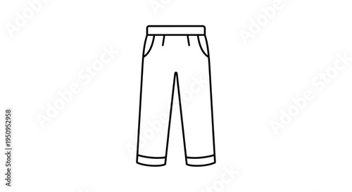 Simple Line Art Icon of Casual Pants with Pockets and Elastic Waistband