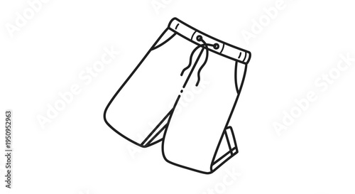 Simple Line Art Icon of Comfortable Sweatpants with Drawstring Waist