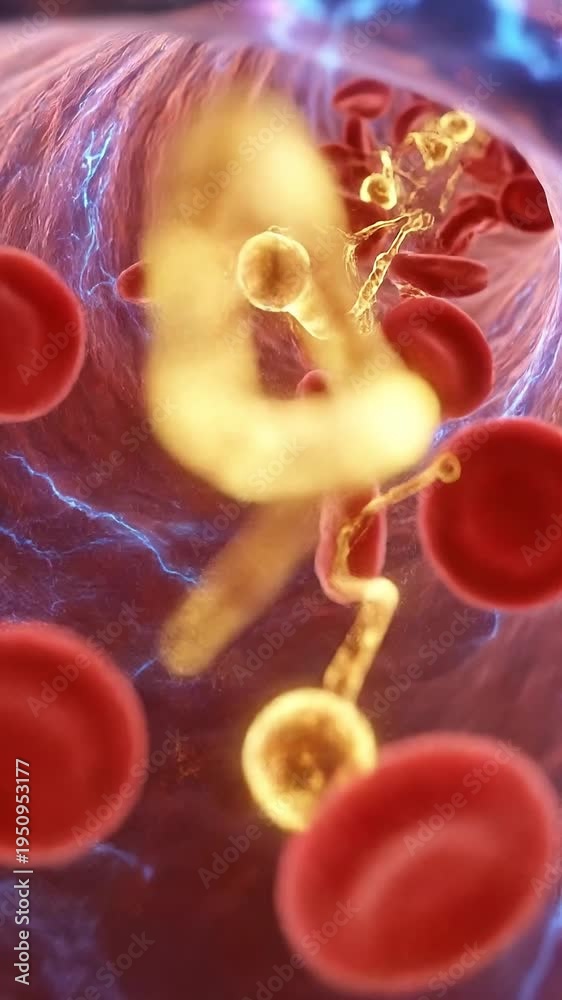 Video Stock Cortisol stress hormone in bloodstream red blood cell ...