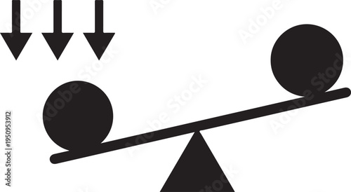 Conceptual illustration of weight balance and pressure on a seesaw