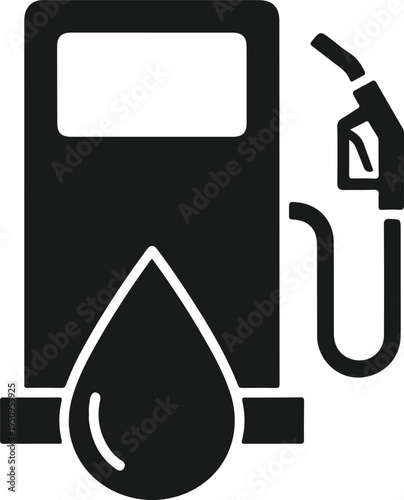 Gas station fuel pump icon with oil drop symbol