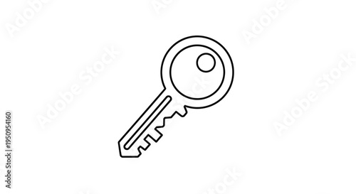 Simple Line Art Icon of a Key, Symbolizing Access, Security, and Solutions