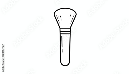 Simple Line Art Icon of a Makeup Brush for Cosmetics and Beauty Applications