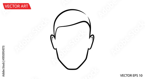 Simple Line Art Icon of a Man's Head Silhouette, Minimalist Vector Face Outline