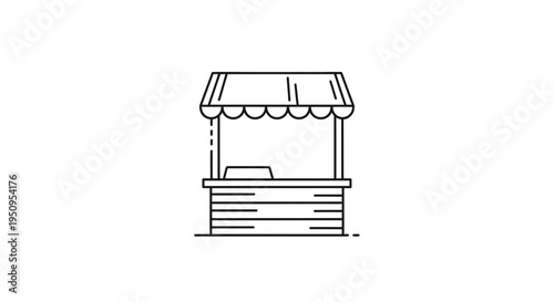 Simple Line Art Icon of a Market Stall or Booth