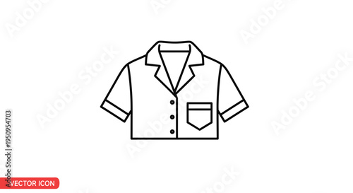 Short Sleeve Button Up Shirt Icon Vector Graphic