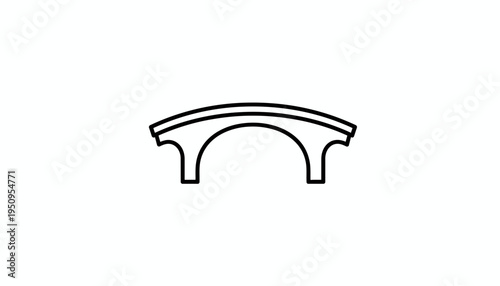 Simple Arch Bridge Icon, Minimalist Line Art, Architectural Element