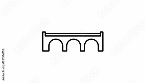Simple Arch Bridge Icon, Minimalist Line Art, Architectural Element