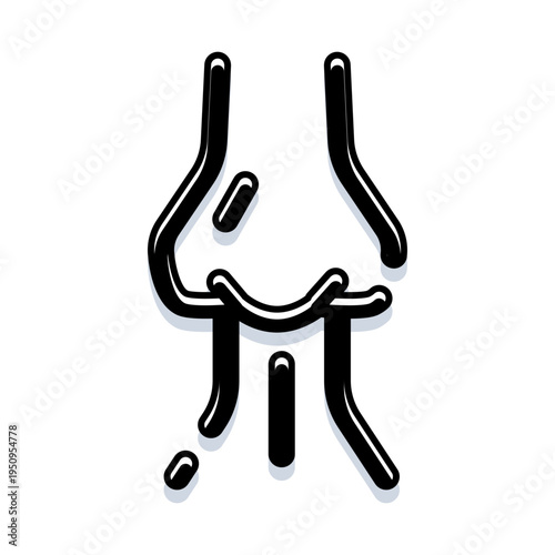 Human nose icon, illustrating the sense of smell and the process of breathing, highlighting health, anatomy, and the respiratory system with a clear and distinct outline