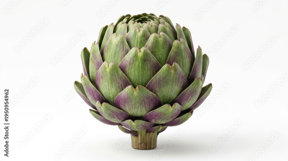 Fototapeta premium Fresh green artichoke isolated on white background close up