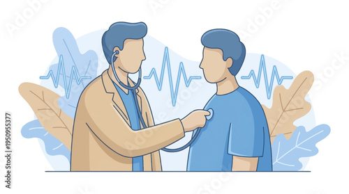 a doctor use a tool to check heart of patient at clinic for health now