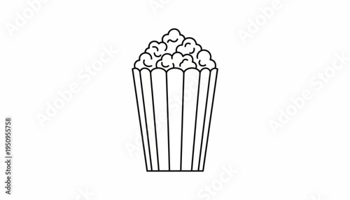 Popcorn Bucket Outline Icon - Cinema Snack, Movie Night Treat, Fast Food Snack