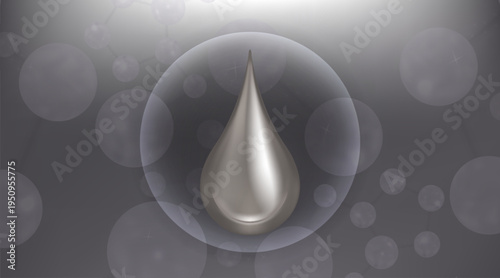 Hyaluronic acid and charcoal skin solutions ad, black collagen serum drops into skin cell with cosmetic advertising background ready to use, illustration vector.	