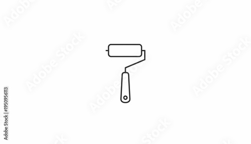 Paint Roller Icon, Simple Line Art, DIY and Renovation Tool