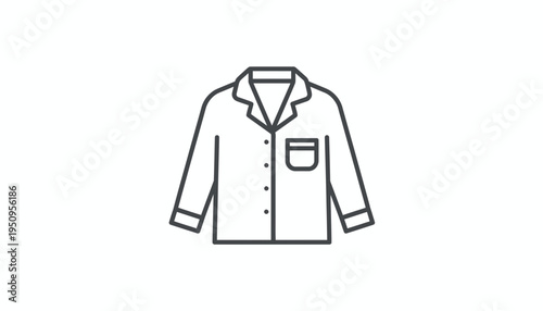 Pajama shirt icon, simple line art of sleepwear, comfortable nightwear clothing symbol