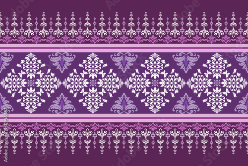 Classic Damask Seamless Pattern on Purple and pink background - Vector Illustration for Elegant Textile Design,carpet,wallpaper.Not ai generated