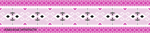 Purple and Pink ethnic border ornament. Geometric ethnic oriental seamless pattern. Stripe vector illustration. Native American Mexican African Indian tribal. Design border, textile, fabric, clothing.