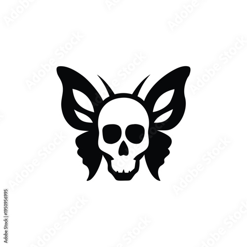 Gothic Skull with Butterfly Wings Graphic Design