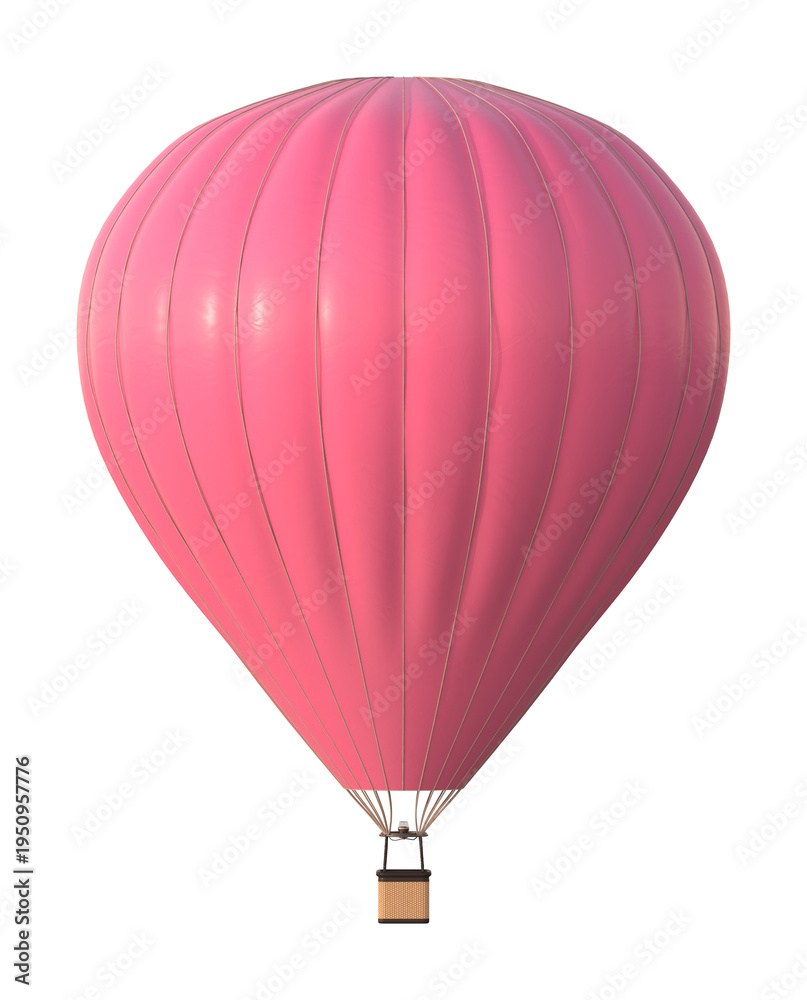 Naklejka premium Pink Hot Air Balloon on White Background 3D Render