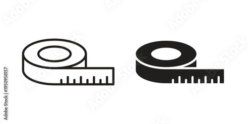 Meter tape icon logo concept on white background. Suitable for use on web apps