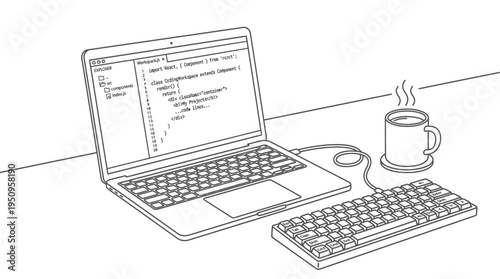 A Computer Setup for Coding with a Keyboard and a Hot Beverage