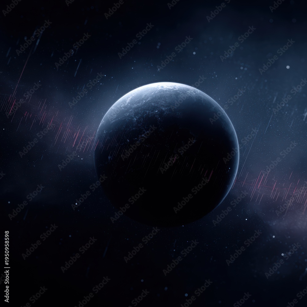 Obraz premium global recession concept dark planet surrounded by falling graphs