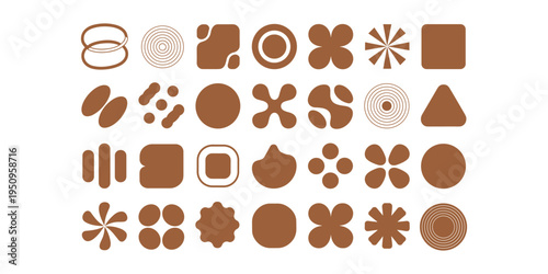 Brown geometric shapes on white background abstract symbols