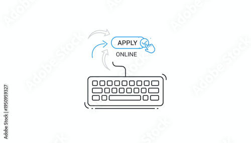 Online Application Process: Keyboard and Apply Button with Arrows