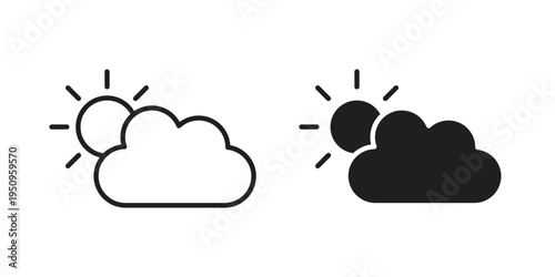 Partially cloudy icon logo concept on white background. Suitable for use on web apps