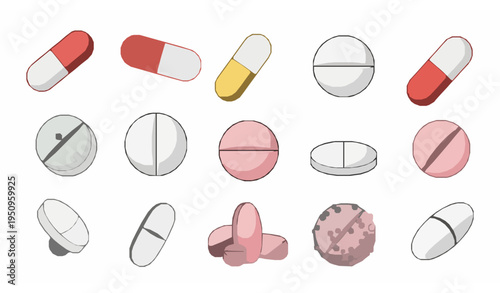 Medicine Capsules Tablets and Pills Vector Illustration Pharmaceutical Drugs