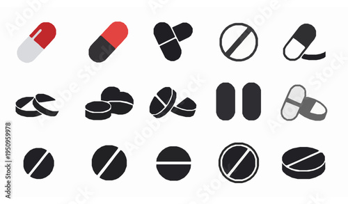 SEO Title: Pharmaceutical Colorful Capsules With Medicine Pellets Vector Healthcare Illustration