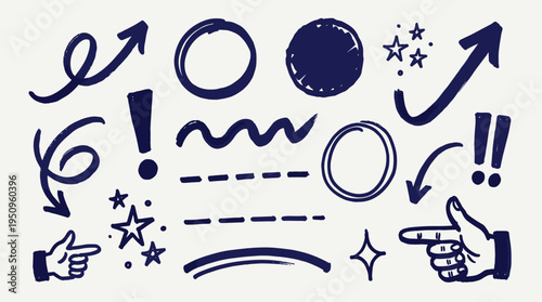 Hand Drawn Doodle Elements Set for Design Decoration