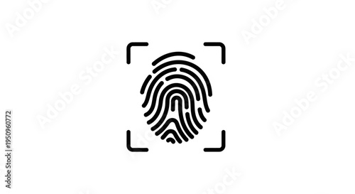 Fingerprint scan identification security symbol.