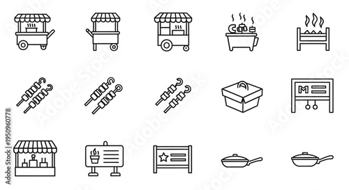 Food truck and restaurant icons set.