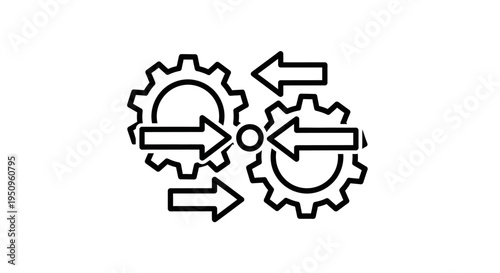 Gears with arrows in motion.