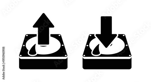 Hard disk drive icons with arrows.