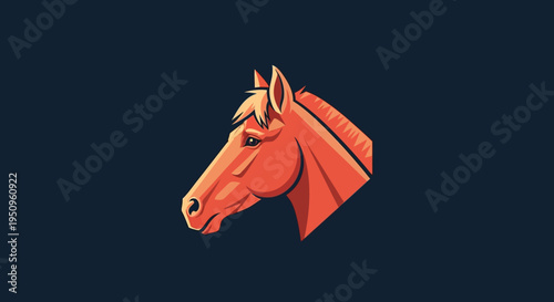 Horse Head Illustration in Orange Color.