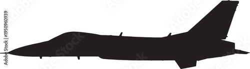 Silhouette of a modern military jet aircraft in flight profile view