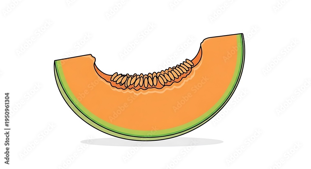 Fototapeta premium Fresh cantaloupe fruit slice illustration.