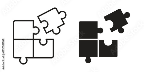 Puzzle piece icon logo concept on white background. Suitable for use on web apps