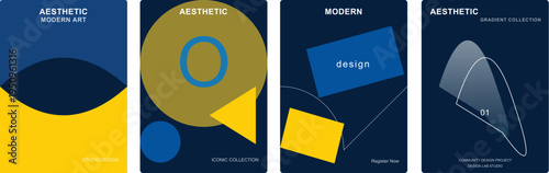 Set of 4 modern aesthetic design elements vector