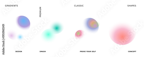 Set of 4 colorful gradient shapes vector