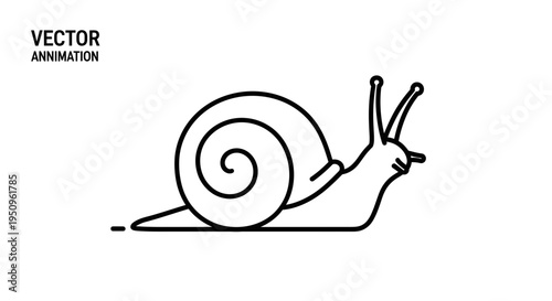 Minimalist Snail Animation Vector Icon