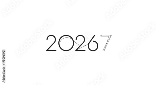 Modern Minimalist 20267 Number Design with Flowing Lines