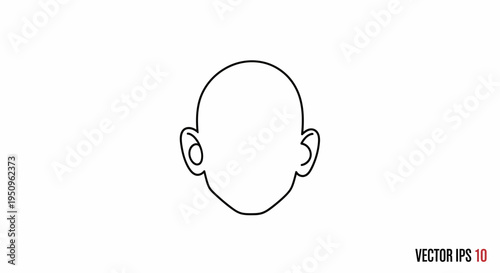 Minimalist Outline of a Human Head with Ears, Blank Face Icon